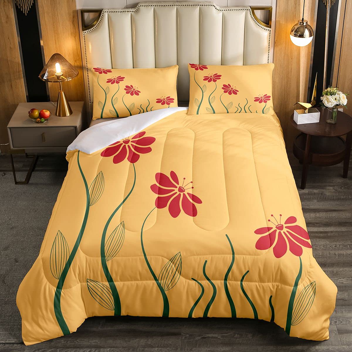 Set Copripiumino 3 Pezzi Moderno Con Stampa Geometrica Floreale - Per Letto 230x220 Cm, Microfibra Morbida, Regalo Perfetto Per Bambini