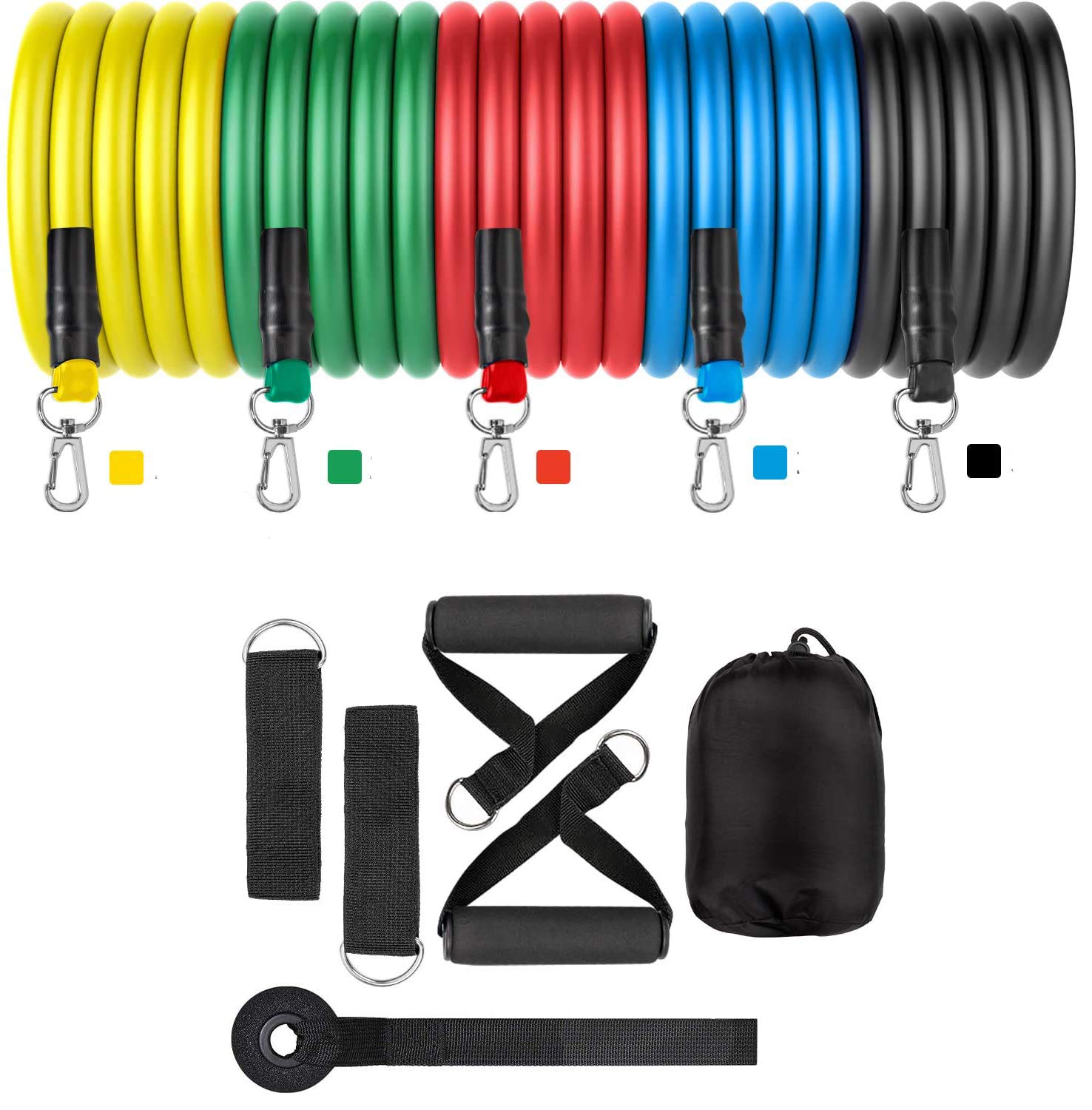ADD GEAR Resistance Tube Band Set (11 pcs) - with Door Anchor, Handles, Ankle Straps, Stackable to 100 lbs for Resistance Training, Physio Therapy, Home Workout Muscle Builder for Arms Back Leg Chest Belly-image-24