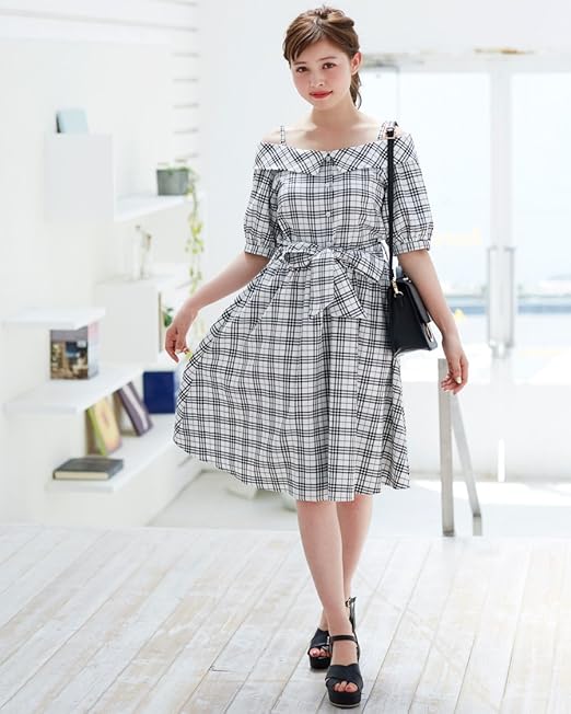 Amazon Co Jp イング Ingni チェック柄オフショルシャツ ワンピース 1181 オフホワイト チェック M 服 ファッション小物