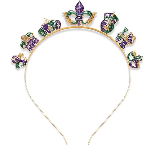 CEALXHENY Diademas de Mardi Gras para mujer, accesorios de Mardi Gras, máscara de flor de Lis para el cabello, carnaval, desfile de fiesta