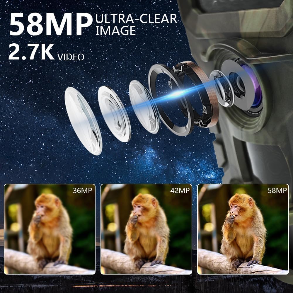 Caméra de chasse 48 m avec carte mémoire 32 Go Détecteur de mouvement Vision nocturne Extérieur Enregistrement d'animaux Caméra de vision nocturne – Pour les prises de vue d'animaux en plein