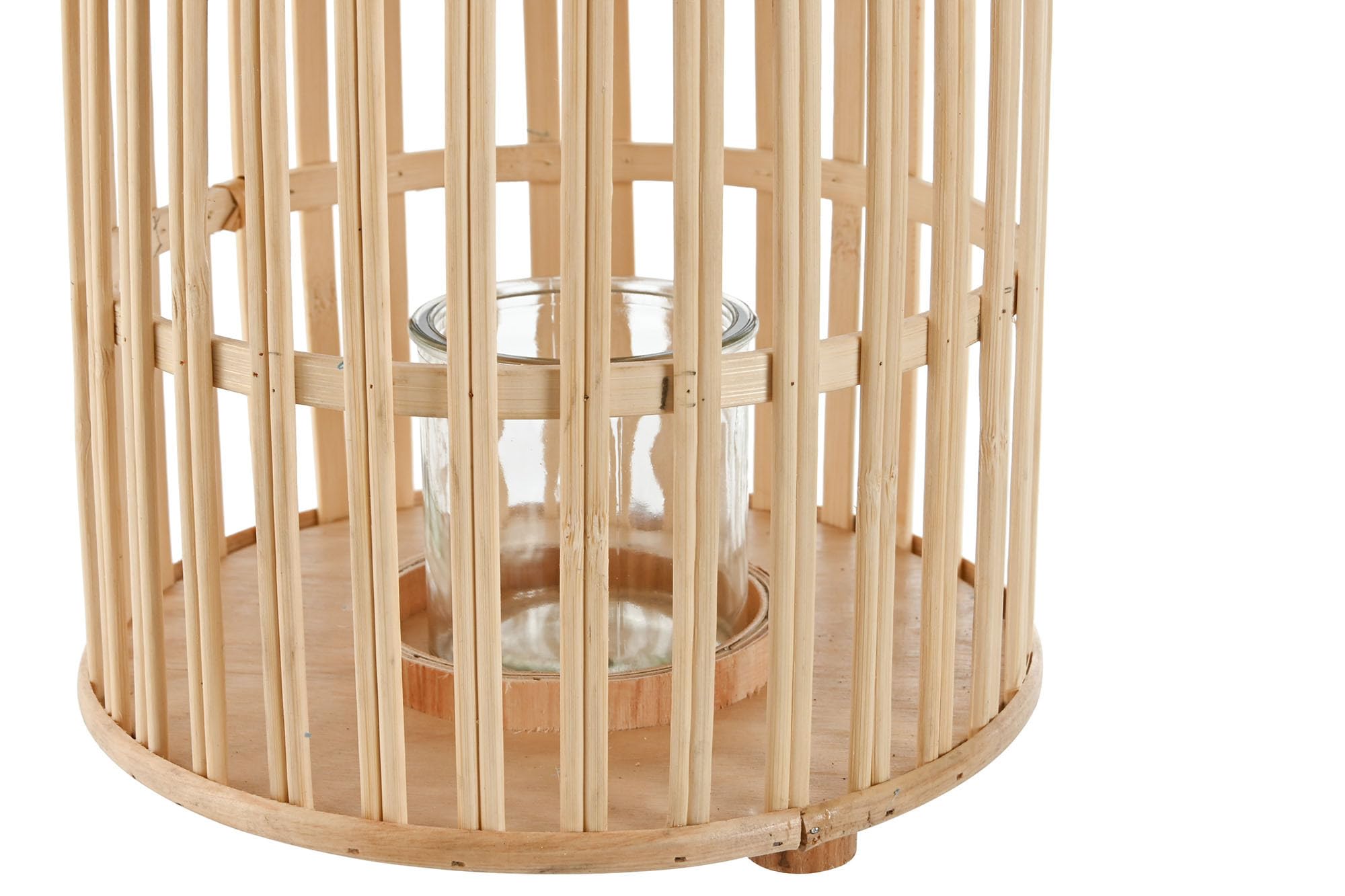 Farol portavela de Bambu Natural de Ø 22,5x22,5x30 cm