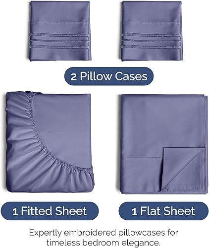 Vista 529 de Juego de sábanas de 4 piezas tamaño king, extrasuaves, transpirables y refrescantes con esquinas profundas, sábanas de fácil ajuste y sin arrugas