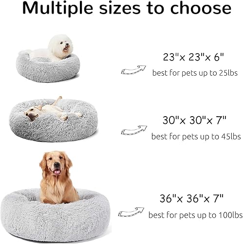 Miniatura 3 de HACHIKITTY Cama relajante en forma de dona para perros, Camas para cachorros de interior para perros grandes, XLarge 36 pulgadas Negro -,Gris,gris