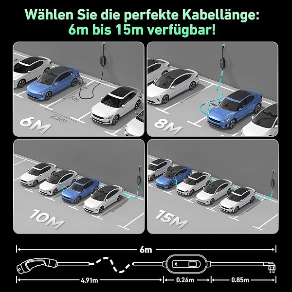 Evjuicion Câble de charge pour voiture électrique type 2 Schuko 3,68 kW [monophasé, 8 m, 16 A, IP67], chargeur EV avec voyant d'affichage, chargeur EV pour ID.3/4, X1, 5ER, modèle Y/3, et autres EV - 5