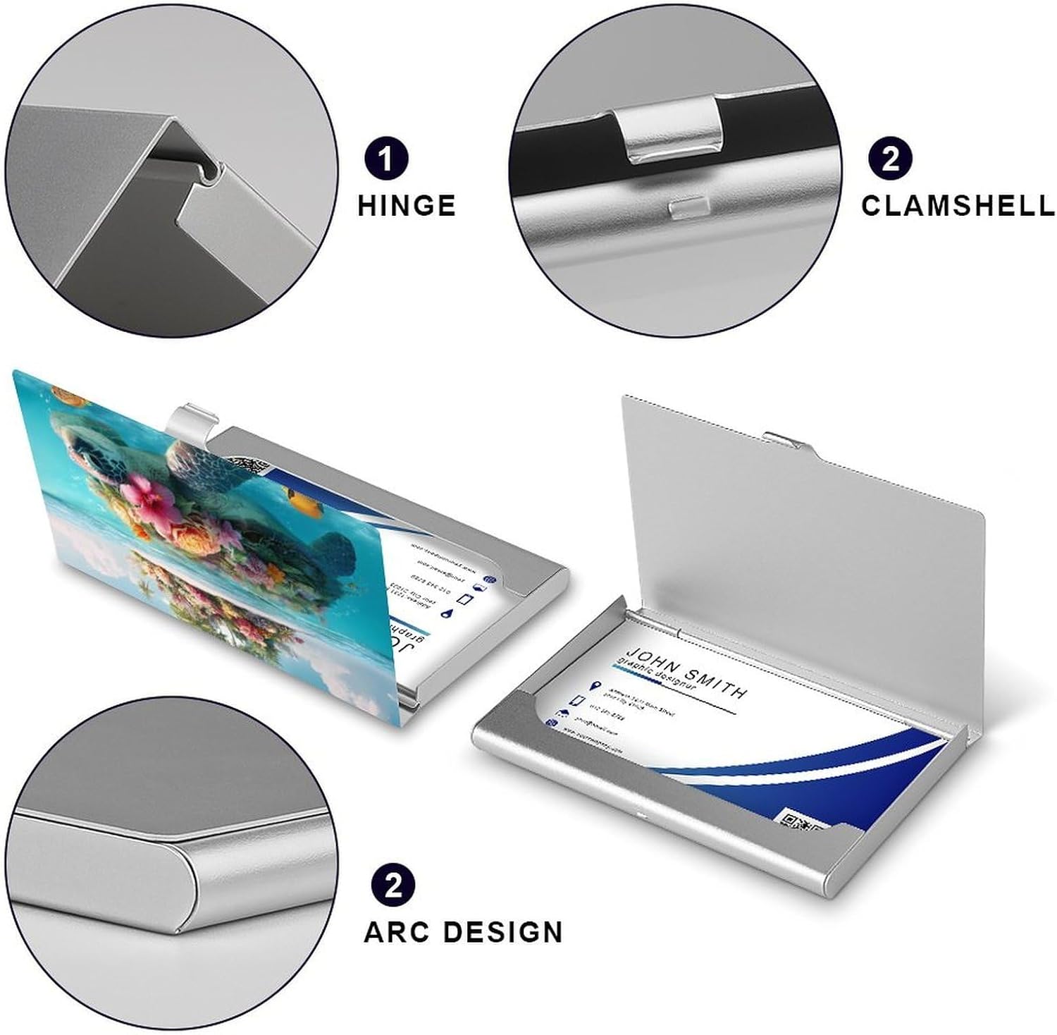 Hawaii Sea Turtle Tropical Fish Business Card Case Portable Slim Purse | Card Holder