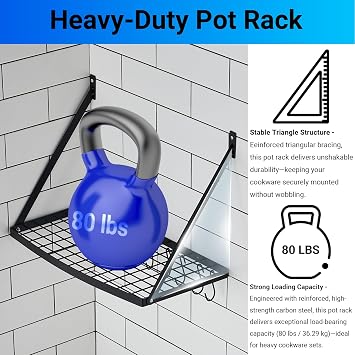 Miyili 24 Inch Wall Mounted Pot Rack Pot and Pan Organizer, Matte Black