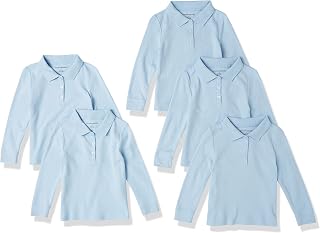 Polos de Algodón Interlock de Manga Larga Niña, Paquetes Múltiples