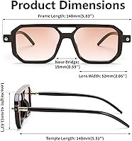 Vista 175 de Feisedy - B2622 - Lentes de sol estilo aviador, cuadrados, clásicos de los años 70, unisex, con montura clásica retro y elegante, UV400 Marco