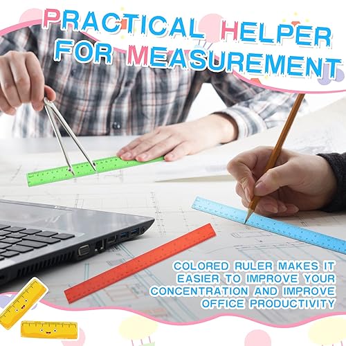 Miniatura 8 de 30 reglas flexibles de plástico a granel de 12 pulgadas, reglas flexibles con pulgadas y centímetros, regla para niños, herramientas de dibujo de