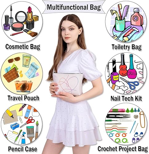 Miniatura 5 de BDPWSS Kpop Bolsa de maquillaje coreana Grupo Ejército Mercancía Bangtan Boys Regalo para Ejército K-Pop Amante Estuche de viaje, Bolso de corazón