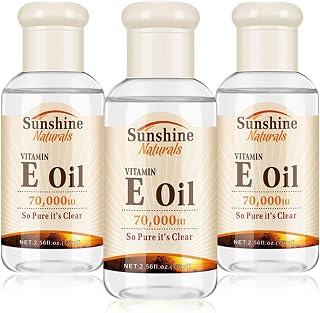 KISSION Naturals Vitamin E Oil 70,000 IU - Helps Smooth & Plump Fine Lines & Lighten Freckles & Wrinkles & Brightens for Younger Skin - 2.5 oz, Pack of 3