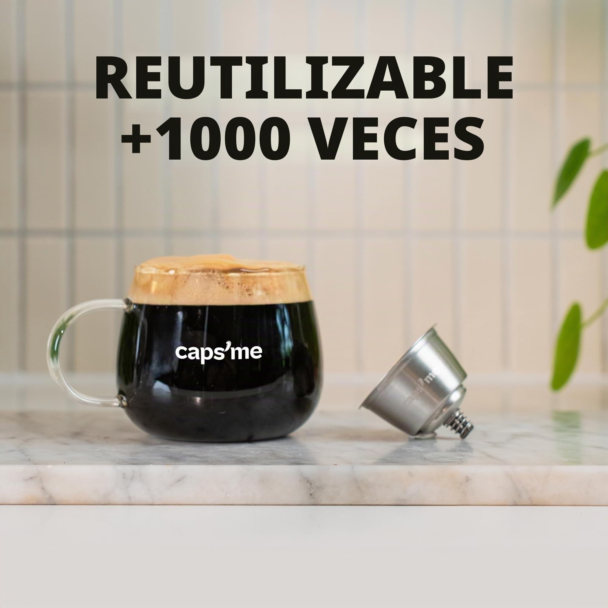 CAPS ME - Kit de cápsula recargable compatible con Nescafé Dolce Gusto (1 Agitador + 1 Dosificador reutilizable de acero inoxidable con extractor de cápsulas integrado) - Económico y ecológico Fácil