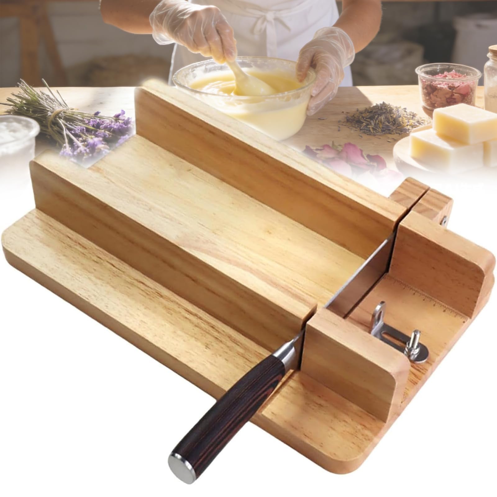 Este Cortador de jabón con Escala, rebanador de jabón Artesanal de Proceso en frío, Garantiza un Corte Uniforme, para Pasteles, Pan, Mantequilla, Velas, Queso.