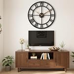 18.5 Inch Horloges murales pour la décoration maison,Moderne métal décoratif Big noir chiffres romains Grandes horloges murale pour le salon, Chambre, Cuisine, Salle à manger,Bureau, Cadeau de chauffage ménager