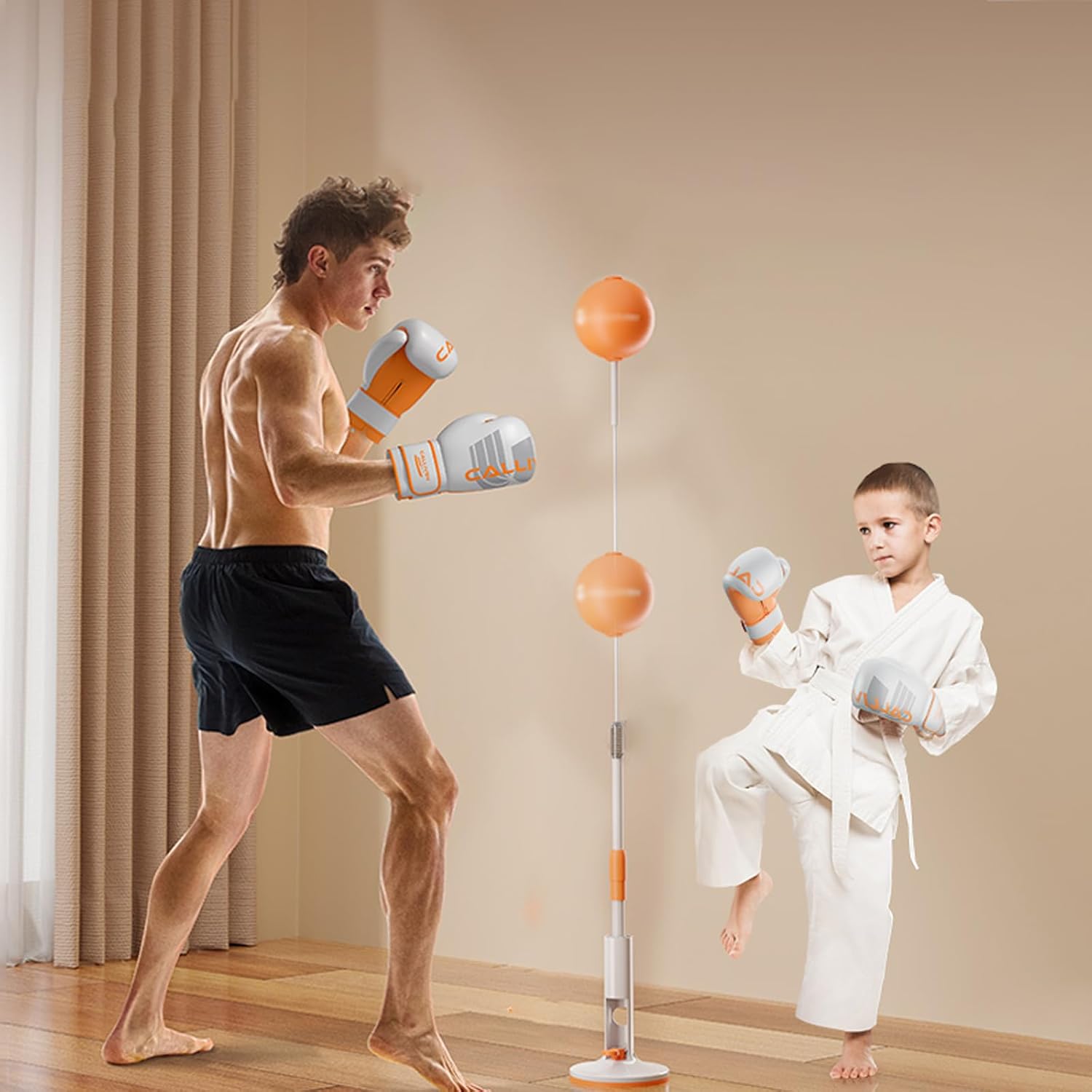 Speed Boxing Bags,Reflex Punching Bag,Suction Cup,Height Adjustable 130-145cm,for Home Gym Training,Orange Colour