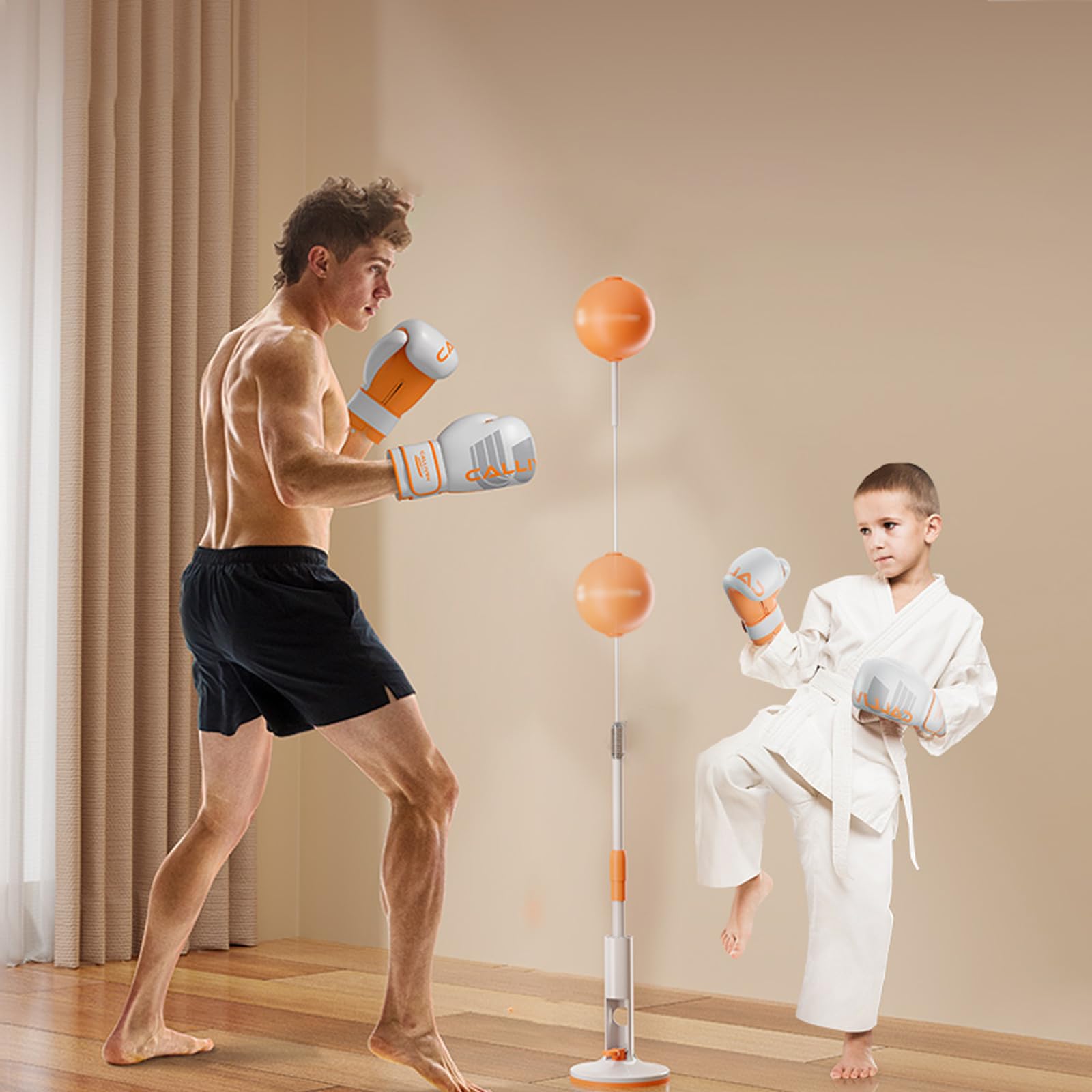 Punching Ball Speed Ball,Speed Boxing Bags,Saugnapf,Höhenverstellbar 130-145cm, Für Home Gym Training,Farbe Orange