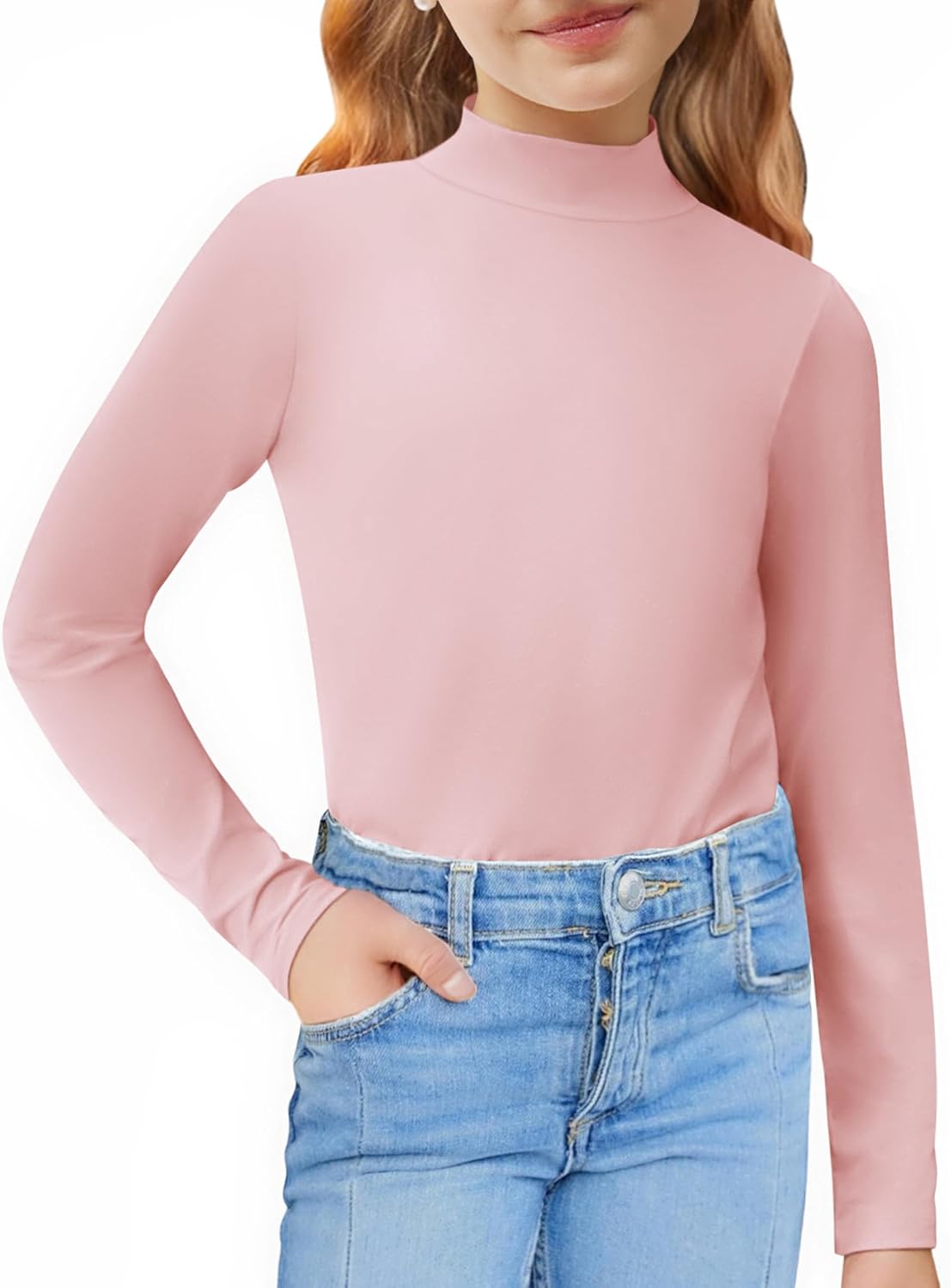 Arshiner Girls Long Sleeve Mock Turtleneck Shirts Slim Fit Casual Base Layer Top Tee