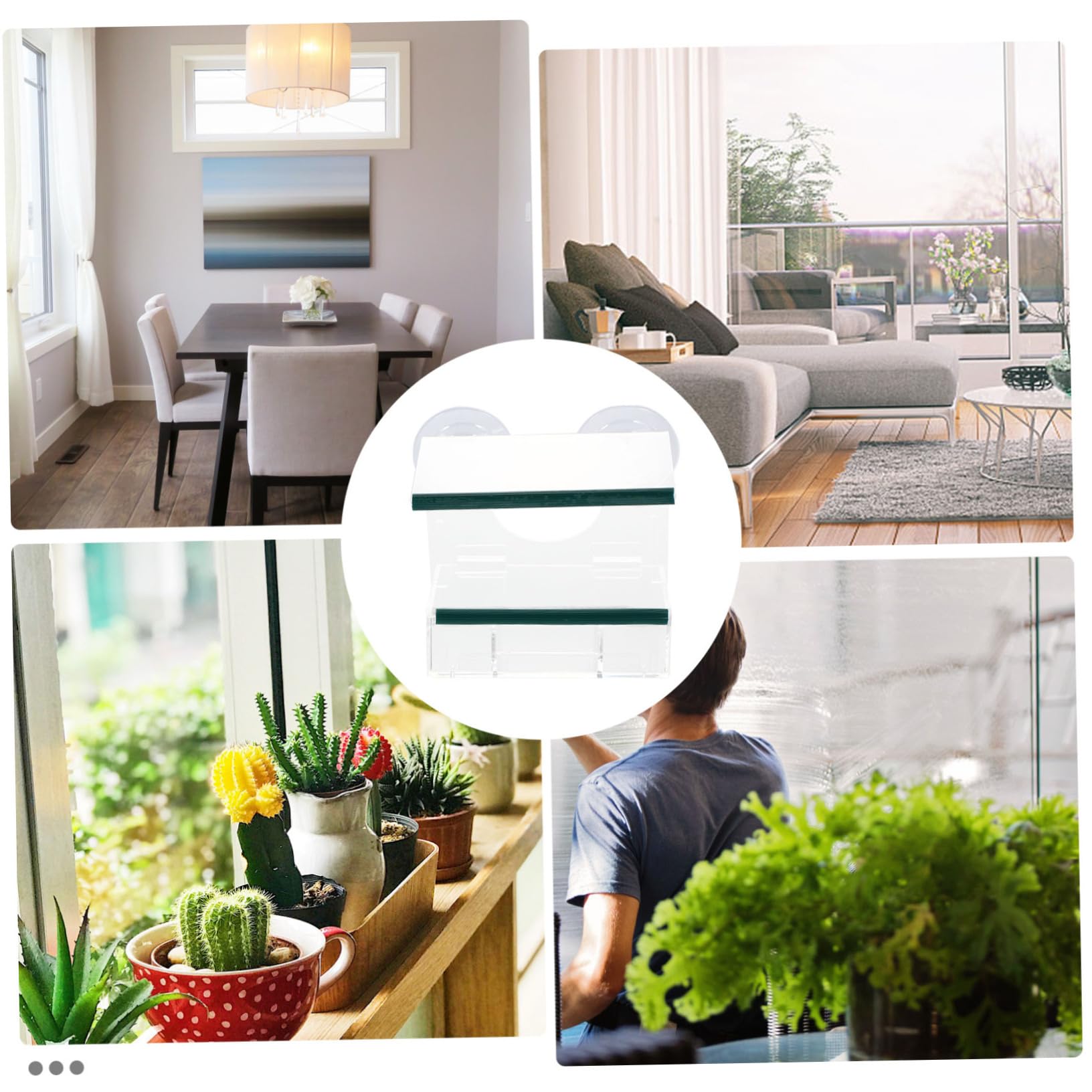 ifundom Mangiatoia per Uccelli Trasparente Adesivo Contenitore per Balcone e Design Rimovibile e Facile