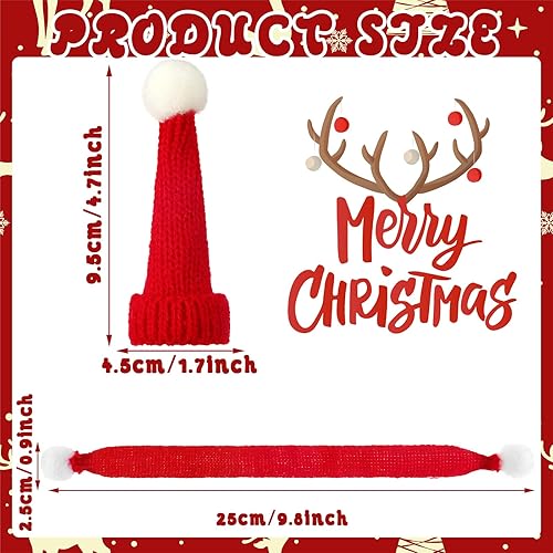 Vista 56 de Geyoga 8 piezas de mini sombreros y bufandas de Papá Noel, accesorios de Navidad, sombrero de gnomo pequeño para manualidades, bricolaje para Blanco