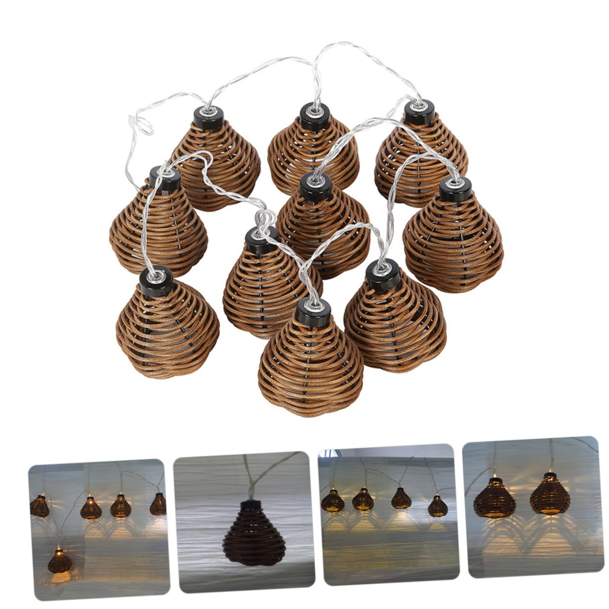 Alipis Lichterkette mit Rattan Imitat 10 Leds Dekorativ 2, 2m | Innen und Außenbereich, Leicht zu Installieren, Pe Material für Feste und Saisonale Dekoration