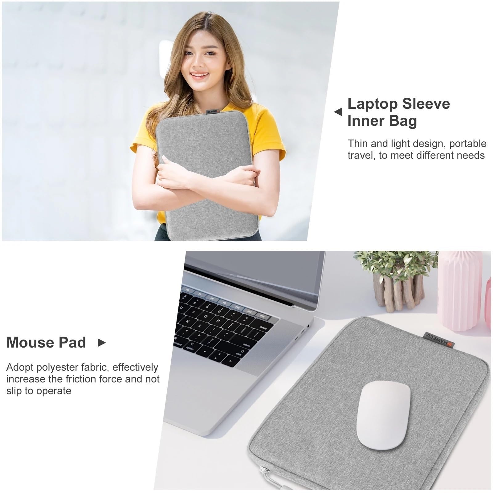 Oficina Funda for PC de 15/16 pulgadas, bolsa impermeable for ordenador portátil, funda for tableta, compacta y ligera con forro for Maletín