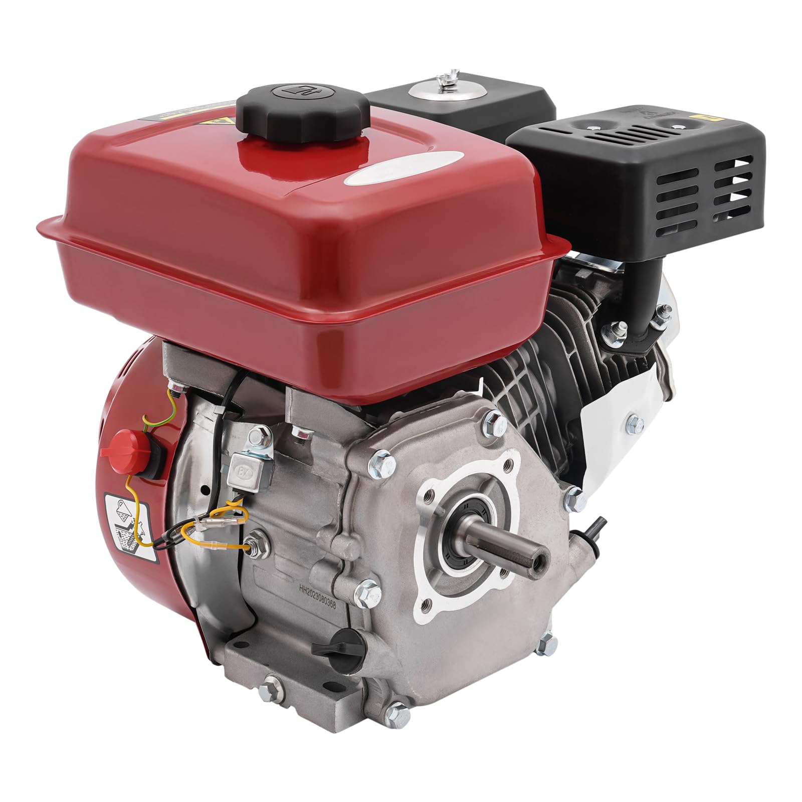 Motor de gasolina a gas, 4 tiempos, 7,5 HP, motor de gasolina, motor de kart, generador portátil a gas, arranque por cable (rojo)