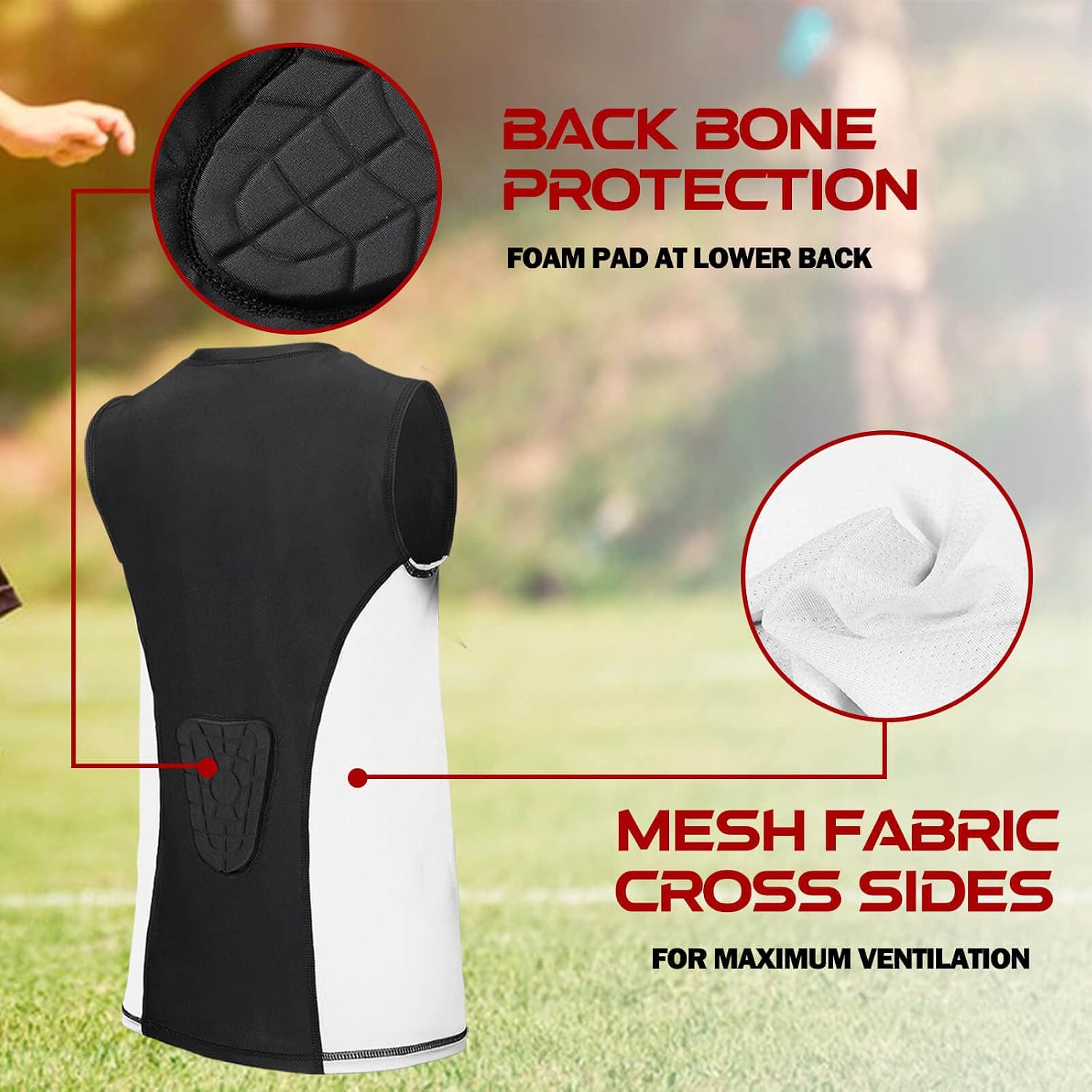Youth Kids Chest Protector Heart Guard Sternum Protection Padded Shirt for Baseball, Football, Lacrosse