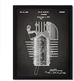 Andaz Press Chalkboard Patent Print Wall Art Decor Poster, 8.5x11-inch, Planes, Trains, Automobiles, Harley Davidson Cylinder 1919 Patent Poster, 1-Pack, Motorcycle Parts, Vintage Harley Davidson