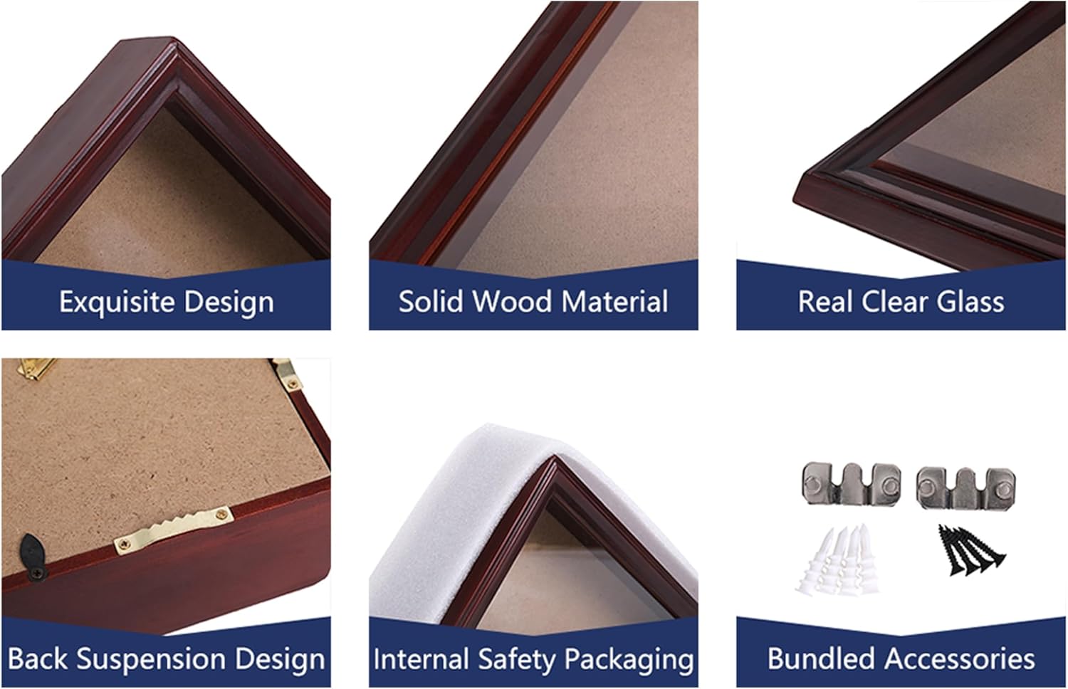 Durable Flag Display Case - Personalized Tribute, Wall-Mount or Tabletop Clear Glass Front Protects and Displays 5 X 9.5 FT Burial Flag Perfect for Honoring Military Service (Mahogany)