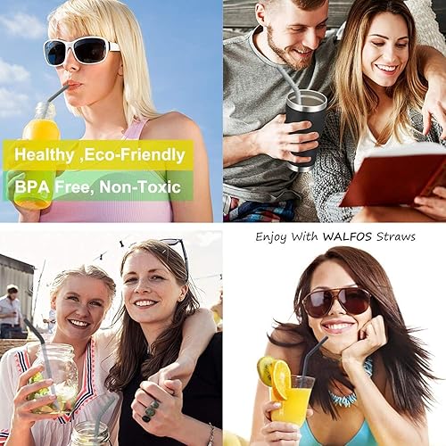 Miniatura 9 de Walfos Pajitas de silicona reutilizables, de 10.5 pulgadas, flexibles, flexibles, para batidos, vasos de 20 y 30 onzas, sin BPA (6 piezas de ancho +
