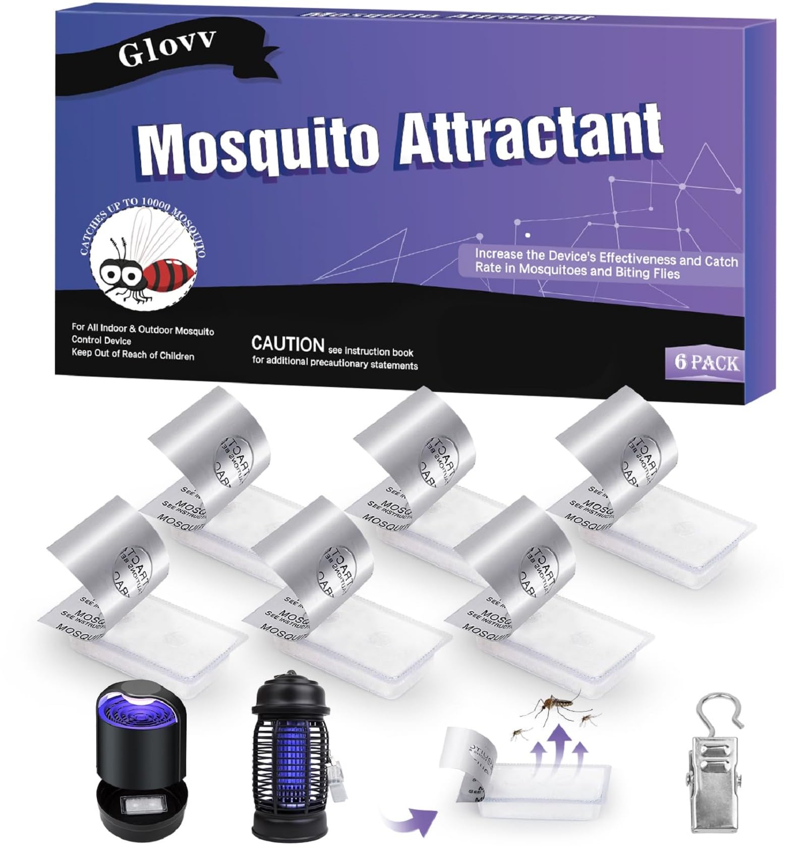 6 Pack Mosquito Attractant Bait Refill, Mosquito Bait Octenol Lure for Bug Zapper & Fly Traps, Compatible with All Flying Insect Mosquitoes Trap