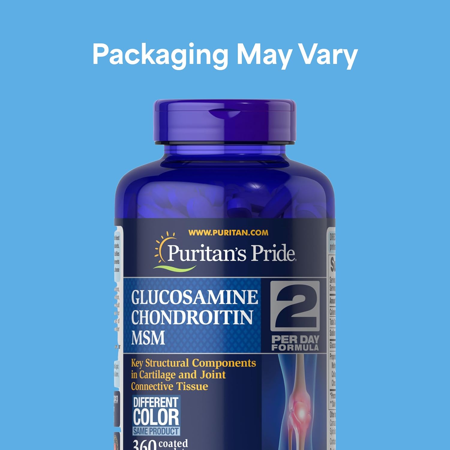 Puritan's Pride Glucosamine Chondroitin MSM Dietary Supplement for Joint Health, 360 Coated Caplets
