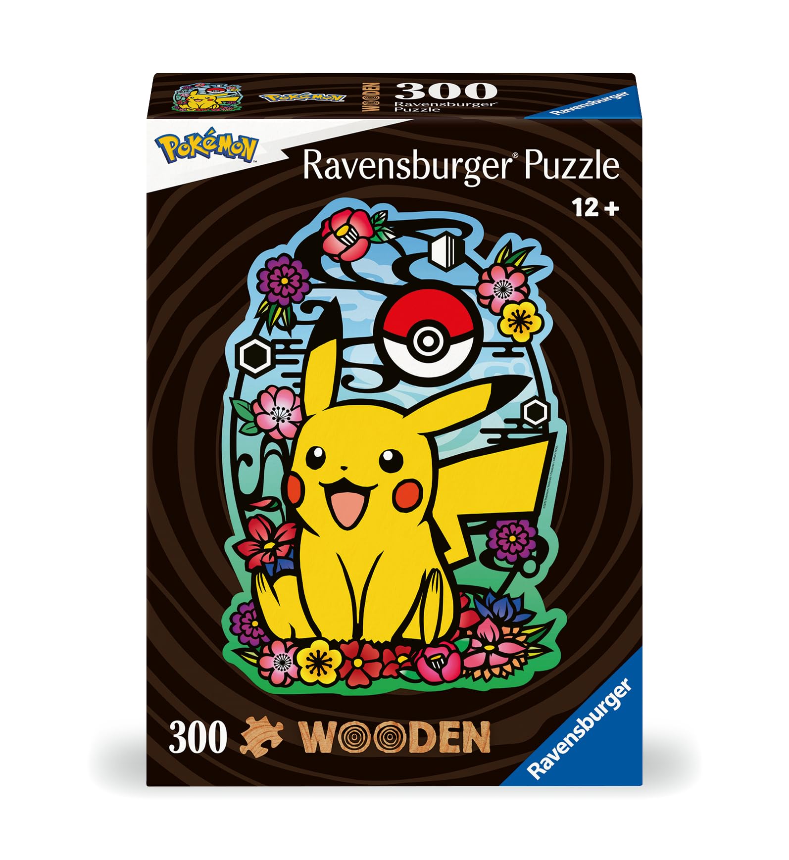Ravensburger - Puzzle Pokemon: Puzzle Madera Pikachu, Puzzle 300 Piezas de Madera, Puzzle para Niños, Puzzle 12 Años o más, Rompecabezas Niños Ecológico, Regalo Niños, Incluye 15 Whimsies, 20x25cm