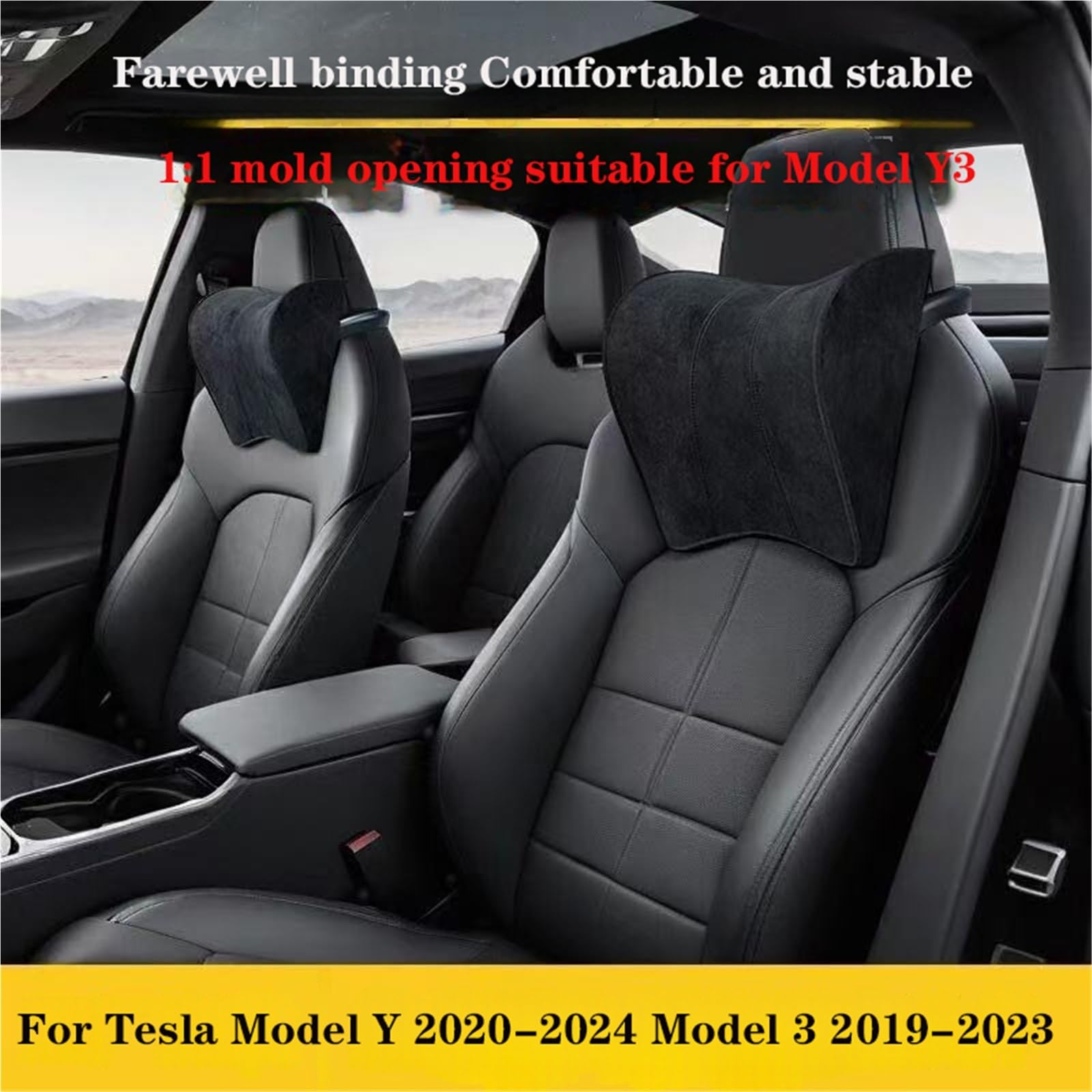 Car Pillow Driving Seat Adatto per Tesla Model 3 YSX Cuscino per il collo Poggiatesta meccanico Cuscino per il supporto della testa del seggiolino auto(C)