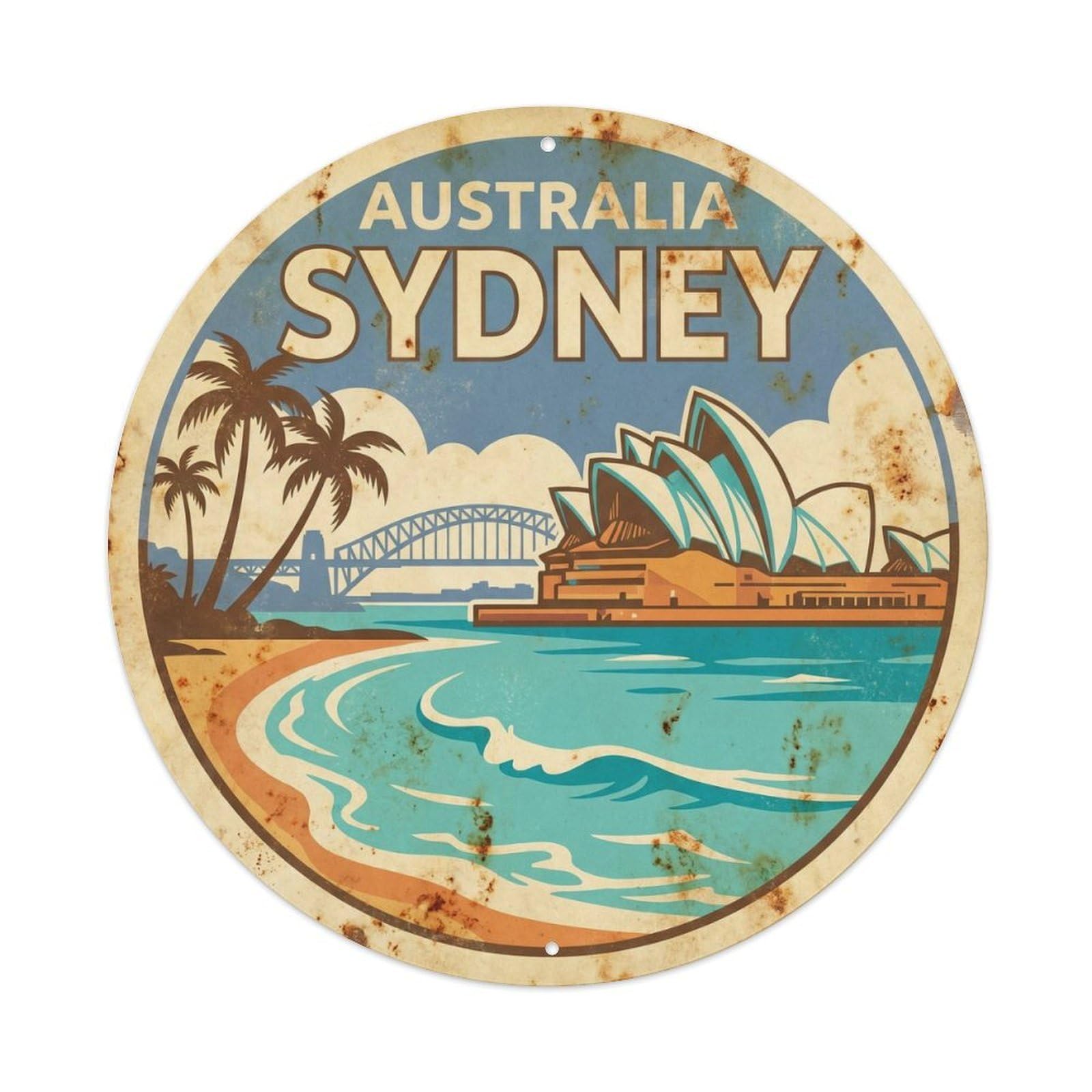 Australia Sydney Lagoon Travel Retro Ink Metal Tin Sign