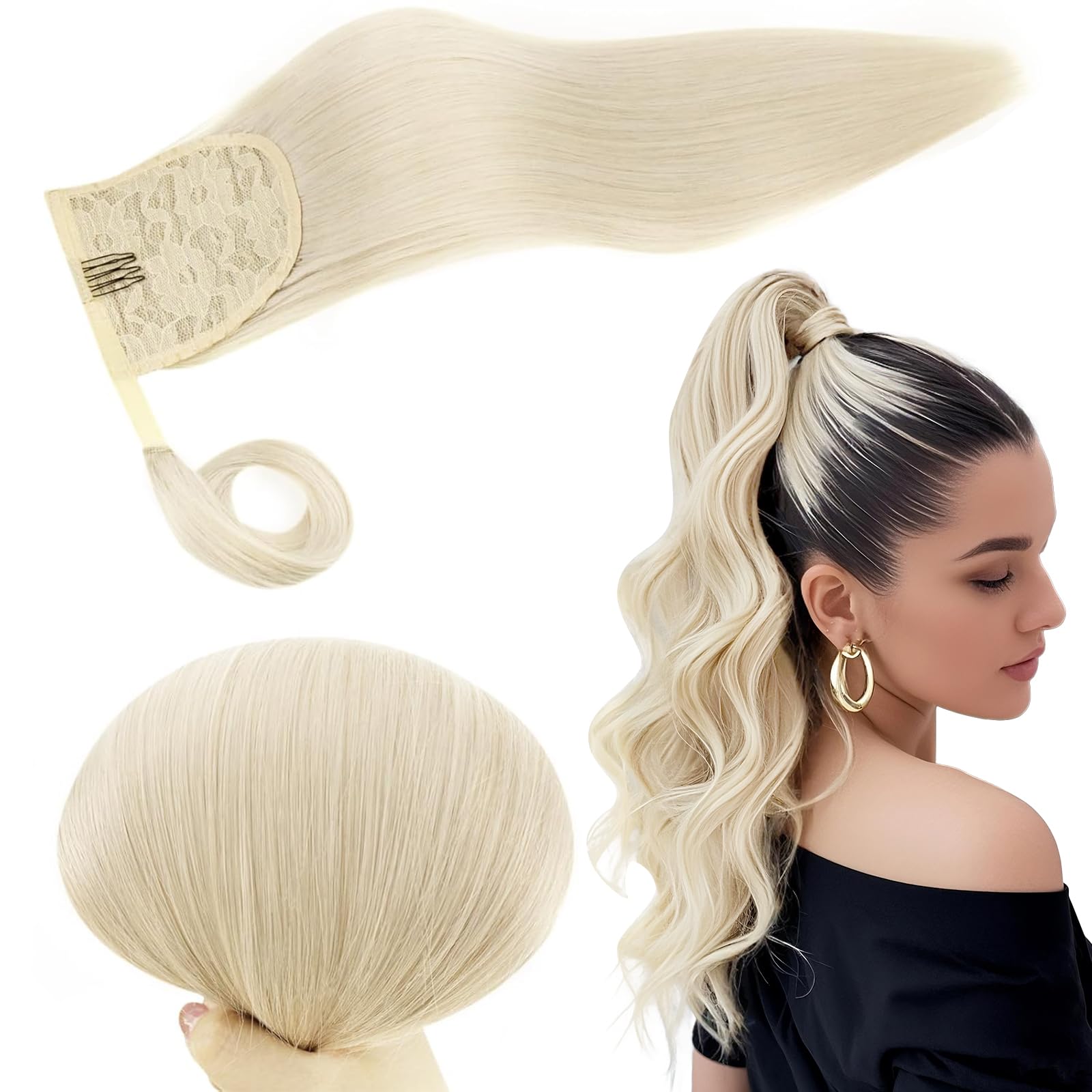 RUNATURE Echthaar Zopf Echte Haare Ponytail Extensions Echthaar Haar Pferdeschwanz Extensions Echthaar