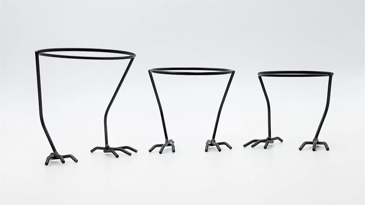 White Flower Pot Succulent Cacti Planter with Metal cast Iron Holder with Bird feet Design (White)