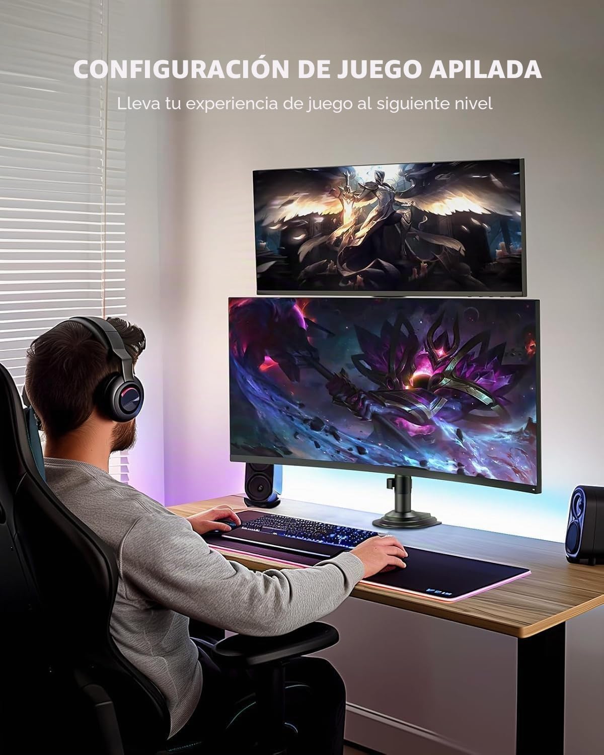 HUANUO 13”-32” Soporte de Monitor 2 Monitores, Pantalla Ergonómico Ajustable en Altura 2 Monitores, Inclinación,Giro,Peso máximo 9KG VESA 75/100