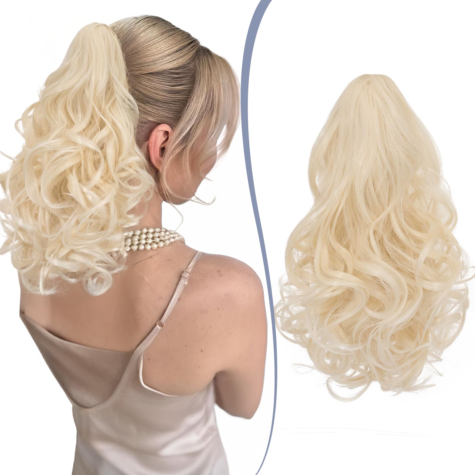 TESS Claw On Ponytail Extension Matte Material 14 Inch/37cm Curly Wavy Clip In Pony tail Synthetic Hairpiece