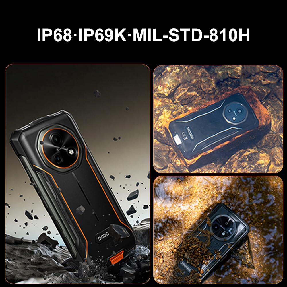 Fire 5 Rugged Smartphone, Batteria 13000mAh 10W 4G Android 15 Telefono Indistruttibile,6.6''HD+90Hz, 13MP+8MP AI Fotocamere Cellulare Antiurto, 12GB+64GB/2TB, IP68/NFC/OTG/3 slot (Nero)