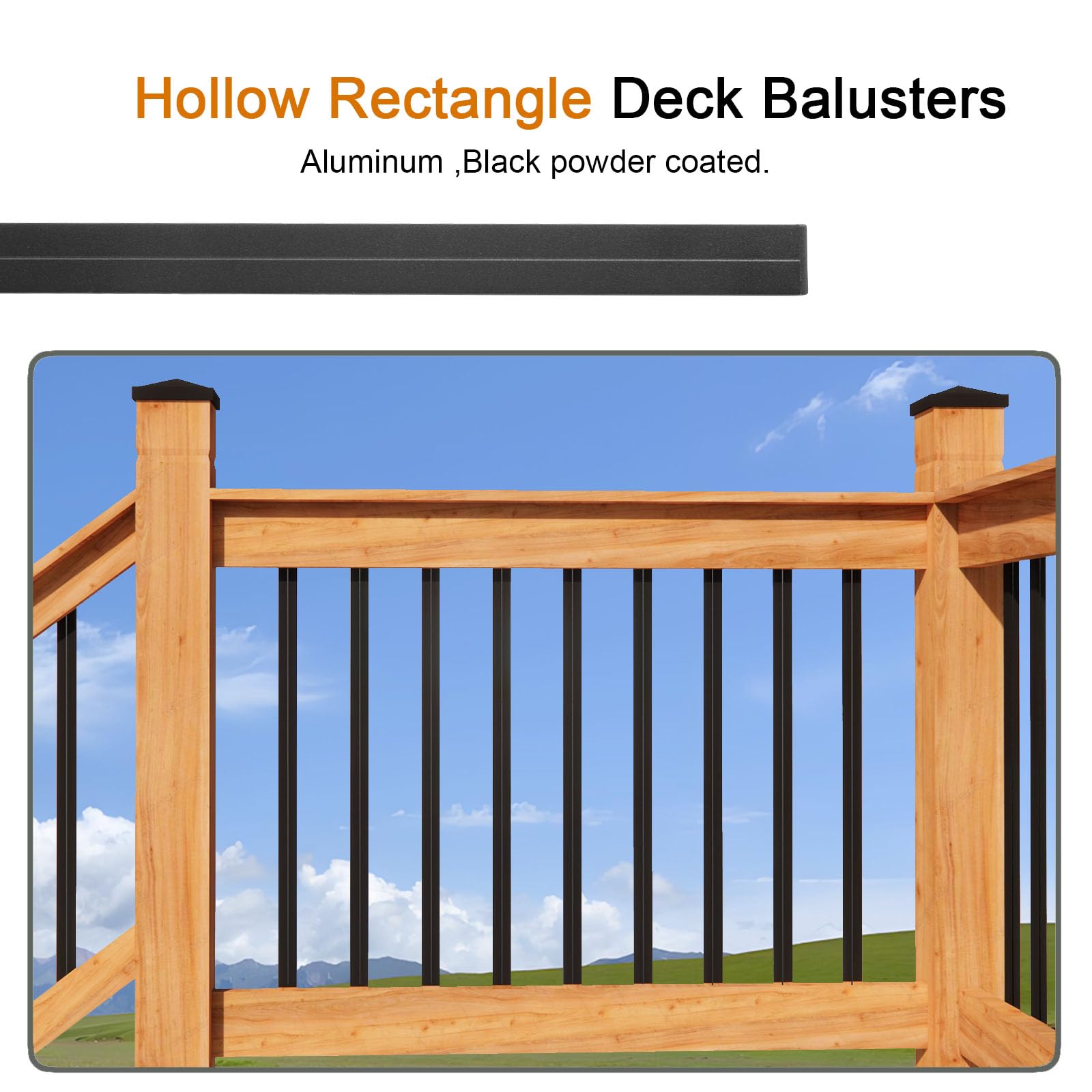 25 Pack Aluminum Deck Balusters, 32.25 X 1 X 0.2 Inch Flat Straight - View #5