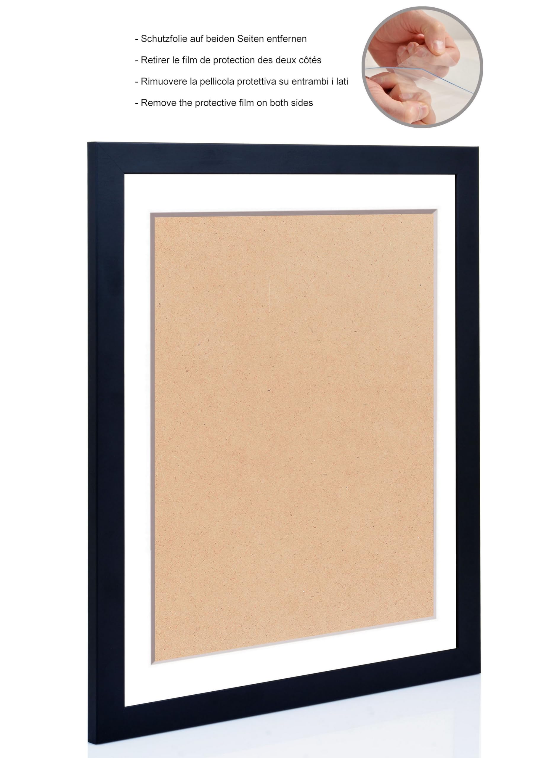 Bilderrahmen mit Passepartout 70x100 cm (Bild 50x70) | Farbe: Schwarz | 30 mm starke Rahmenleiste