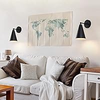 Vista 5 de Apliques de pared industriales vintage, paquete de 2 – Luces modernas negras ajustables de 240° para dormitorio, sala de estar, pasillo y cocina