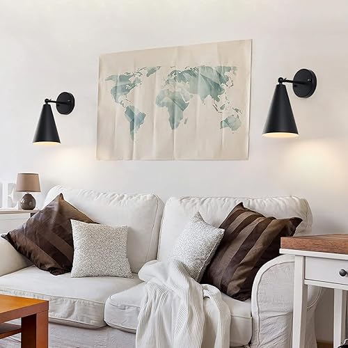 Miniatura 5 de KPWONY Apliques de pared vintage, paquete de 2 apliques de pared negros modernos, juego de dos, luces de pared industriales ajustables de 240 grados