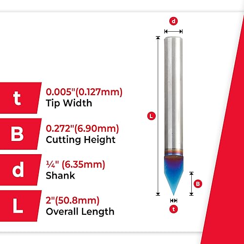 Miniatura 4 de Amana Tool 45632-K Spektra Extreme Tool Life Coated 45632-K Grabado de 45 grados de ancho de punta x 14 SHK x 2 pulgadas de largo Broca de enrutador