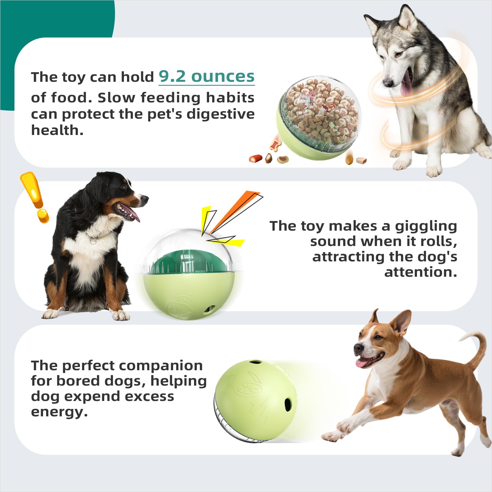 KADTC Balle distributeur de friandises pour chien extra large – Vitesse de distribution de nourriture réglable – Jeu d'esprit pour chiot – Mangeoire lente pour chiens de taille moyenne/grande/extra