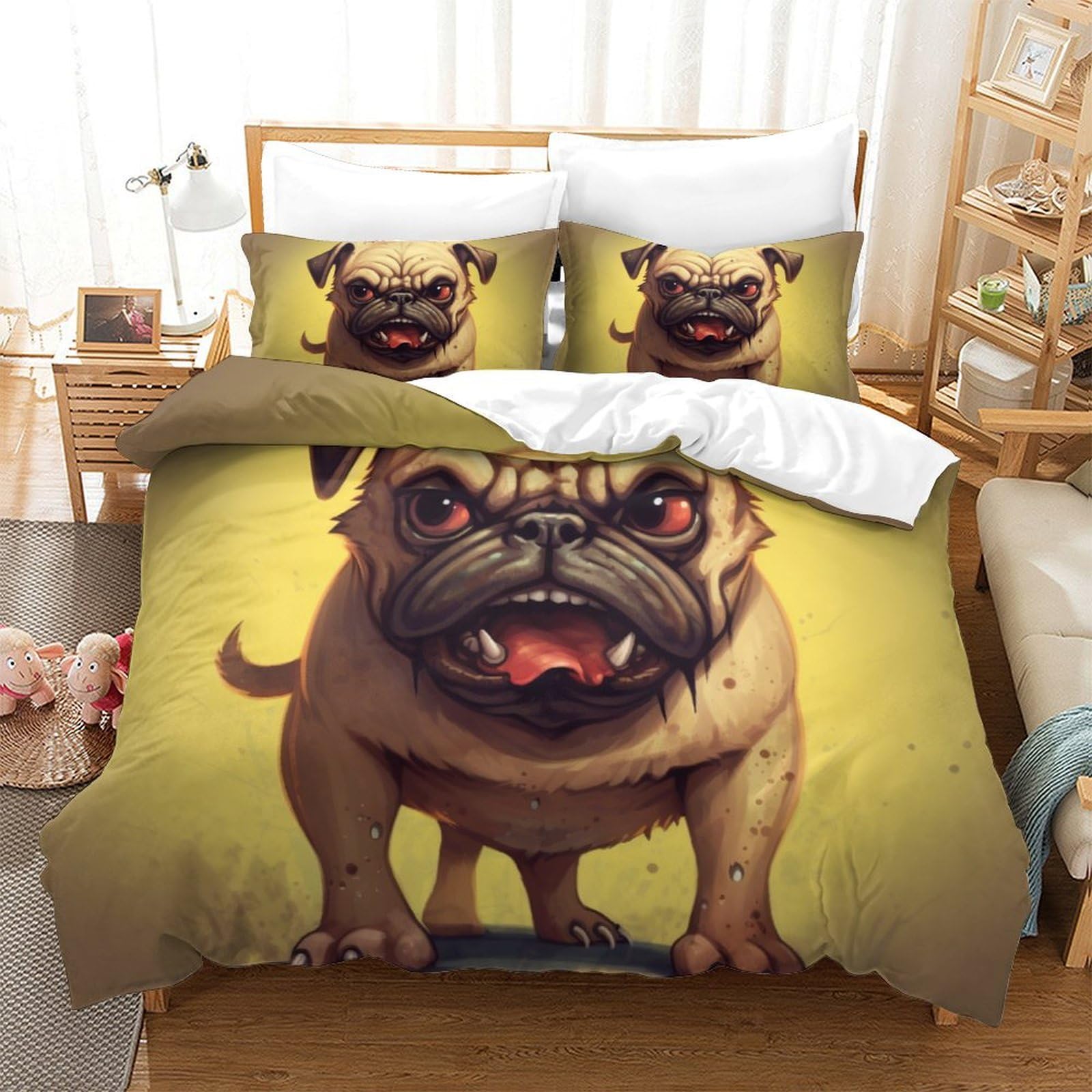 Housse de couette bouledogue français 3 pièces, cadeau idéal pour ados