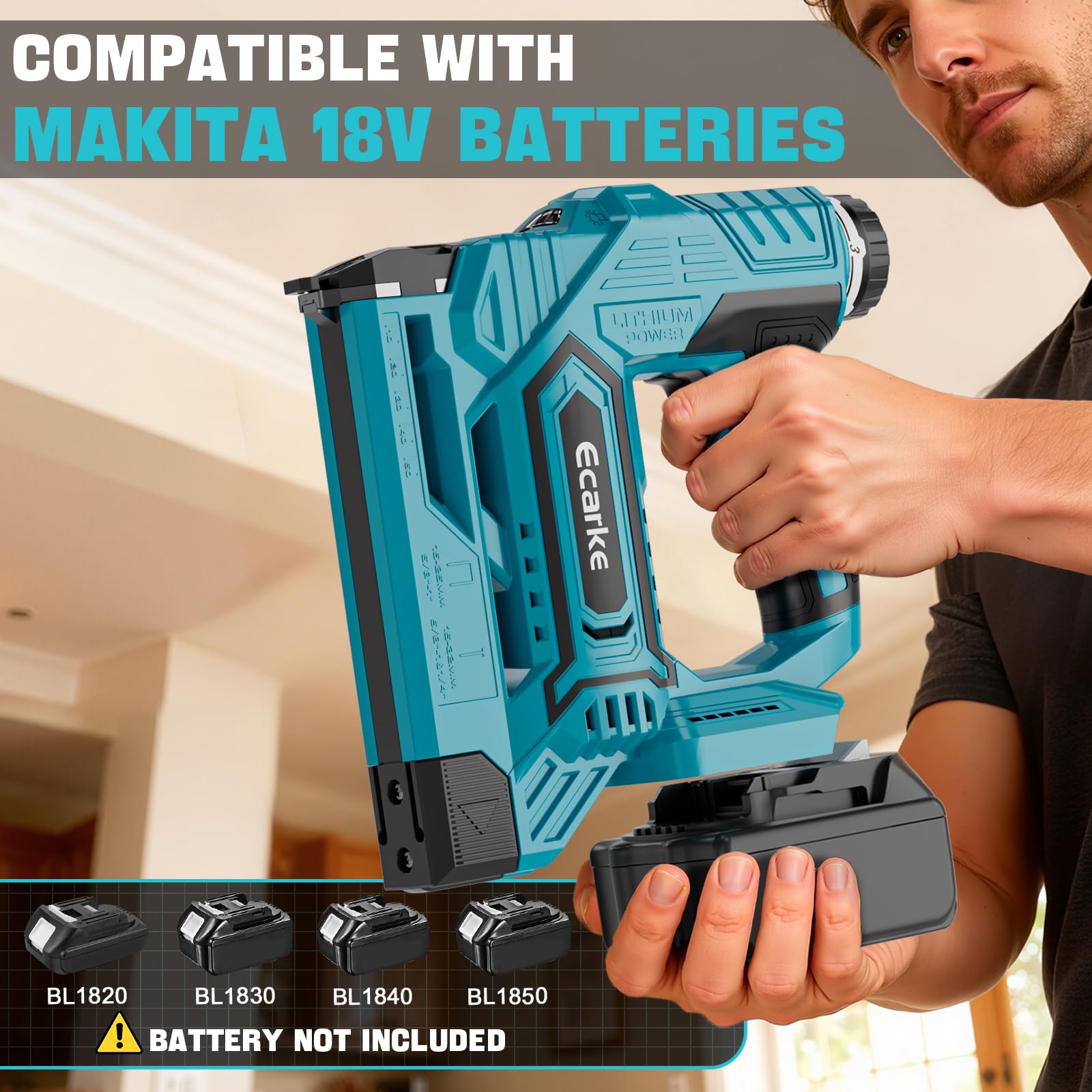 Ecarke 2-in-1 Akku-Nagler & Tacker kompatibel mit Makita 18V, 18GA