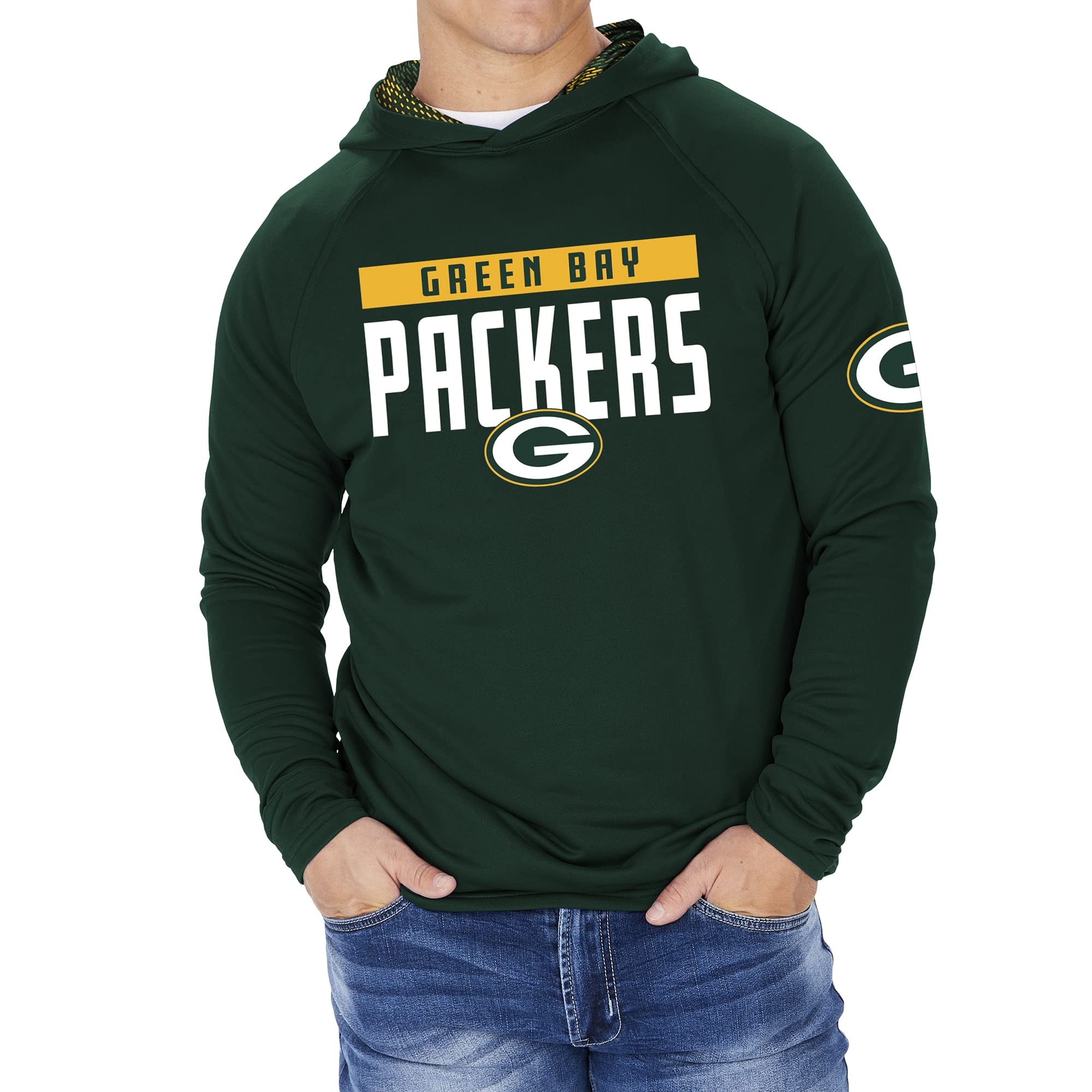 Zubaz NFL Football Men's Solid Team Hoodie with Camo Lined Hood and Sleeve Graphic — view 58